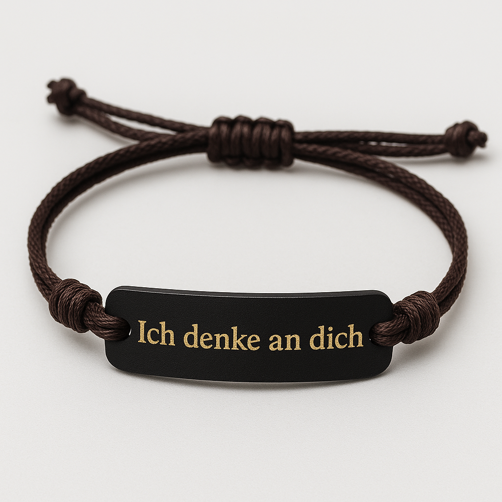 „Ich denke an dich“ – Edles Lederarmband mit Gravur