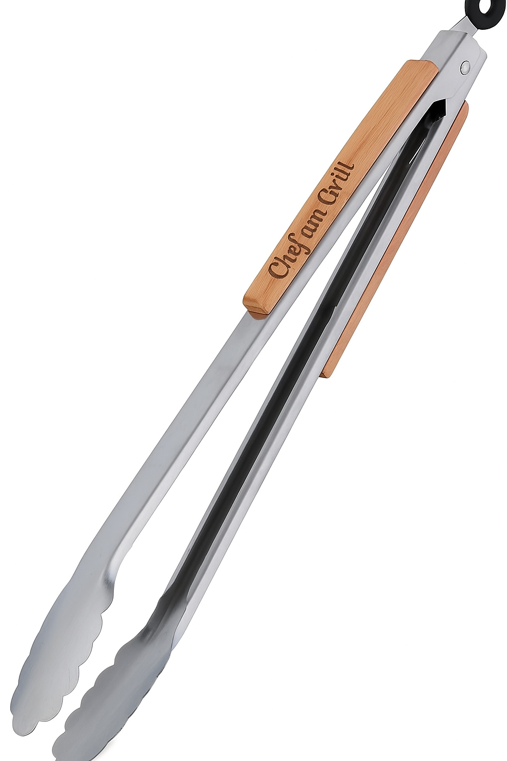 Chef am Grill – Gravierte Grillzange aus Holz & Edelstahl